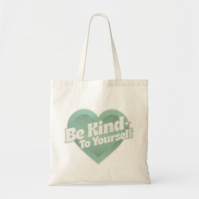 Tote Bag Soyez gentil avec vous - Mint Green Heart (Devant)