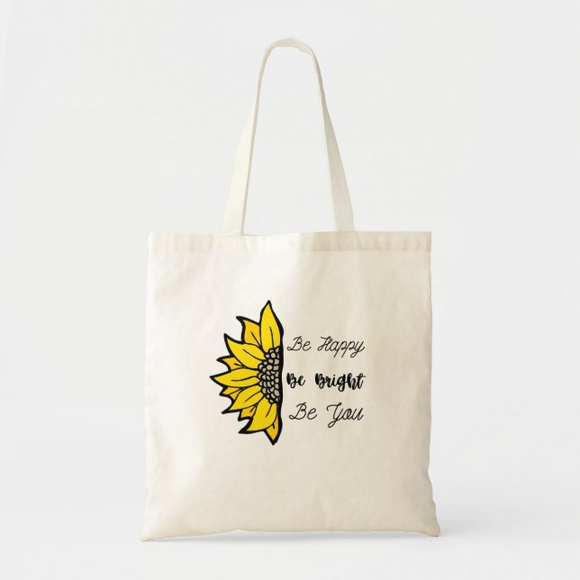 Tote Bag Soyez heureux tournesol (Devant)