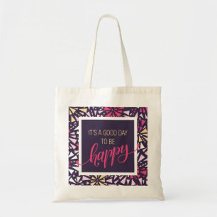 Tote Bag Soyez heureux violet Abstrait Fourre-tout