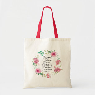 Tote Bag Soyez joyeux dans l'espoir vers la Bible Romains 1