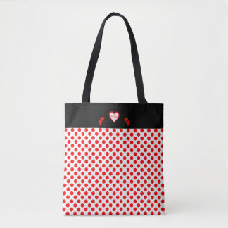 Tote Bag Soyez rose rouge de pois de coeur de