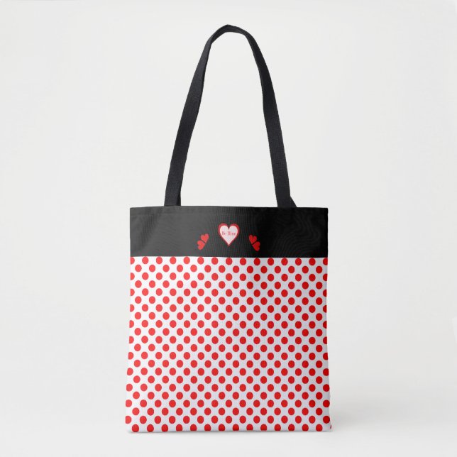 Tote Bag Soyez rose rouge de pois de coeur de (Devant)