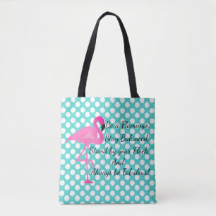 Tote Bag Soyez un point de polka de Flamant rose