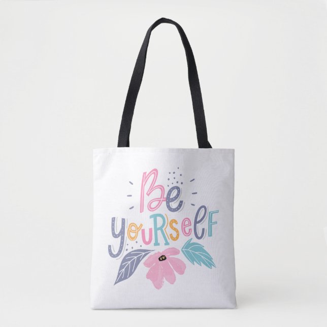 Tote Bag Soyez vous-même | Fleurs Pastel (Devant)