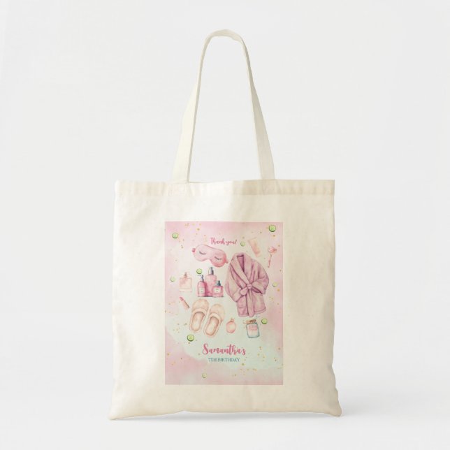 Tote Bag Spa Party Birthday, Sleepover, Slumber Party (Devant)