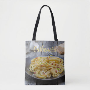 Tote Bag Spaghetti Carbonara Pasta avec Bacon et Parmesan