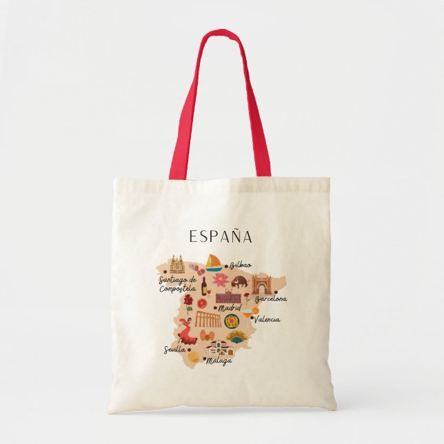 Tote Bag Spain travel map (One-sided print) (Devant)