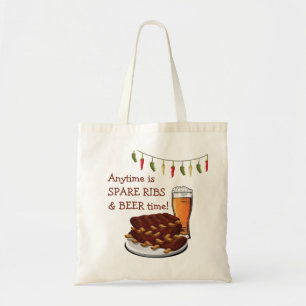 Tote Bag SPARE RIBS & BEER N'IMPORTE QUEL Dessin amusant