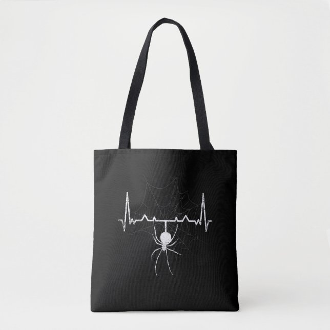 Tote Bag Spider Web Heartbeat Cobweb Spider Cadeau (Devant)