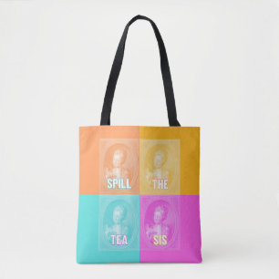 Tote Bag "Spill the Tea Sis" (Portrait pop art vintage)