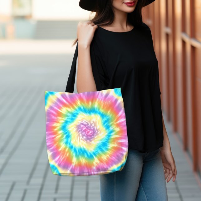 Tote Bag Spirale à Cravate Super vibrante en couleurs paste (Groovy Tie Dye Tote Bag
)