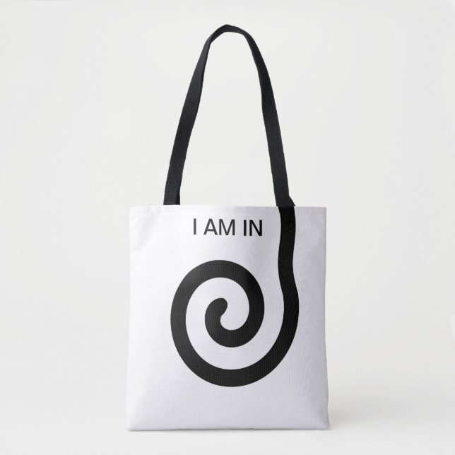 Tote Bag Spirale Abstraite moderne en noir et blanc (Devant)