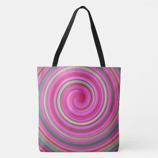 Tote Bag spirale rose et verte (Devant)