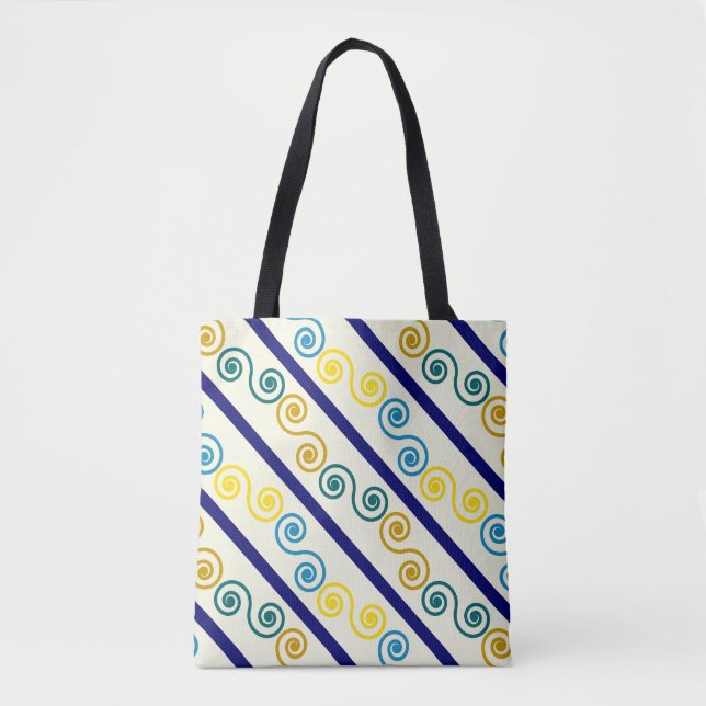 Tote Bag Spirales jaunes bleues (Devant)