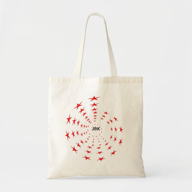 Tote Bag - Spirals of Red Stars and Initials (Devant)