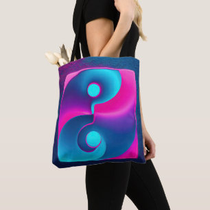 Tote Bag Spiritualité radiante : Yin Yang Vibrant rose et b