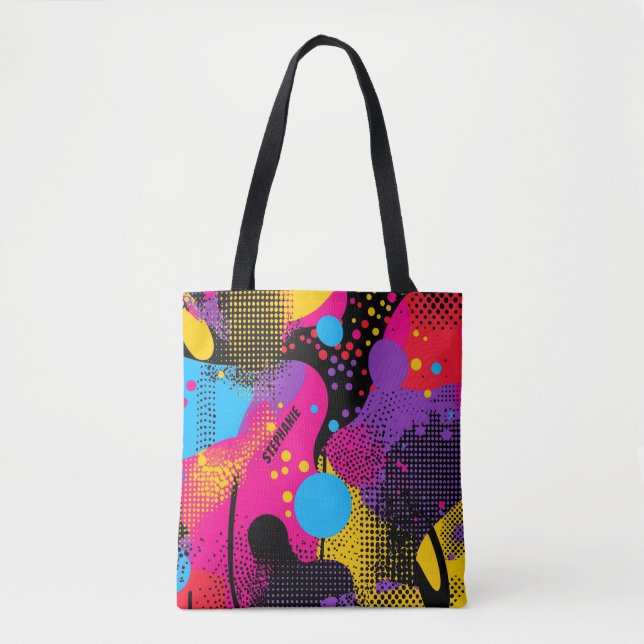 Tote Bag Splash couleur Abstrait dans le style comique rétr (Devant)