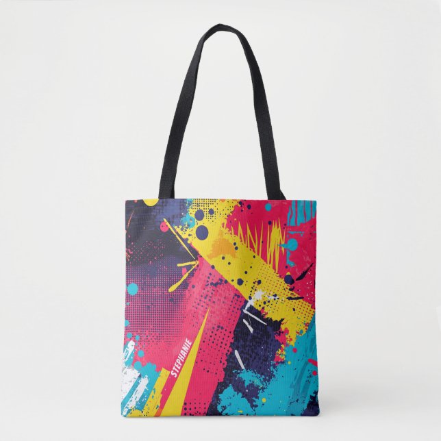 Tote Bag Splash couleur Abstrait dans le style comique rétr (Devant)