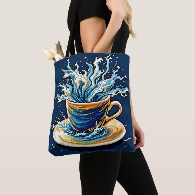 Tote Bag Splash de café océanique (De près)