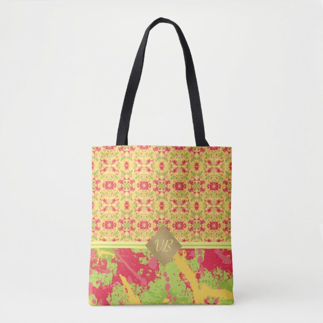 Tote Bag Splatte de peinture brillante tropicale (Devant)