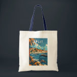 Tote Bag Split Croatie Travel Art Vintage<br><div class="desc">Fractionner la conception de déplacement vectoriel rétro. Split,  historiquement connue sous le nom de Spalato,  est la deuxième plus grande ville de Croatie après la capitale Zagreb,  la plus grande ville de Dalmatie et la plus grande ville de la côte croate.</div>