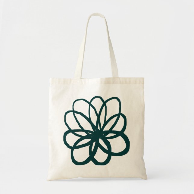 Tote Bag Spontanious Flower - Dark Green (Devant)