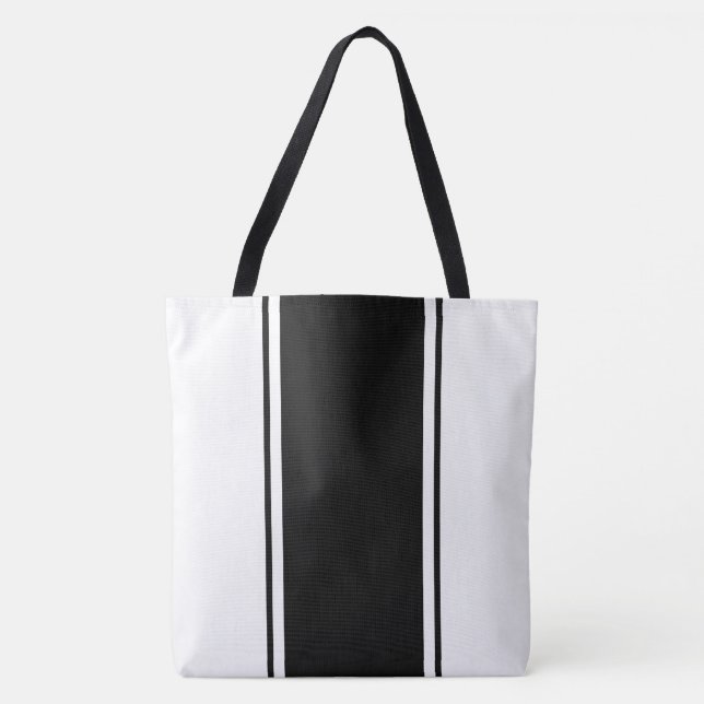 Tote Bag Sport Chic Bandes Noires Verticales de Course sur  (Devant)