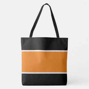 Tote Bag Sportif Amusant Large Bandes Orange Blanc Noir Bri