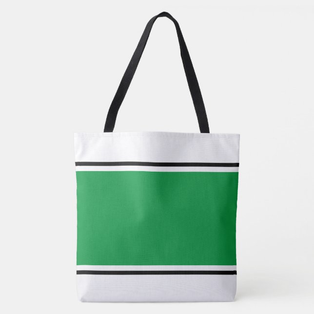 Tote Bag Sportif Vert Clair Noir Rayures de Course sur Fond (Devant)