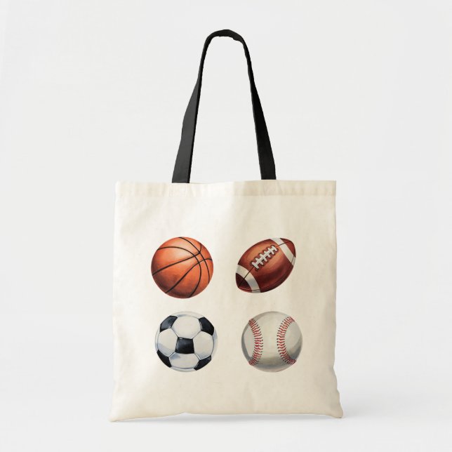 Tote Bag  Sports themed Basketball Baseball Football Soccer (Devant)