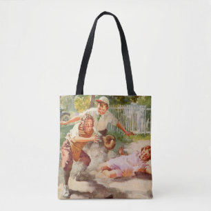 Tote Bag Sports vintages, Enfants Jouer Sticball Baseball