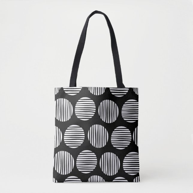 Tote Bag Spots Lined 190917 - Blanc sur Noir (Devant)