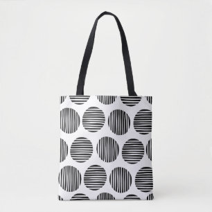 Tote Bag Spots Lined 190917 - Noir sur Blanc