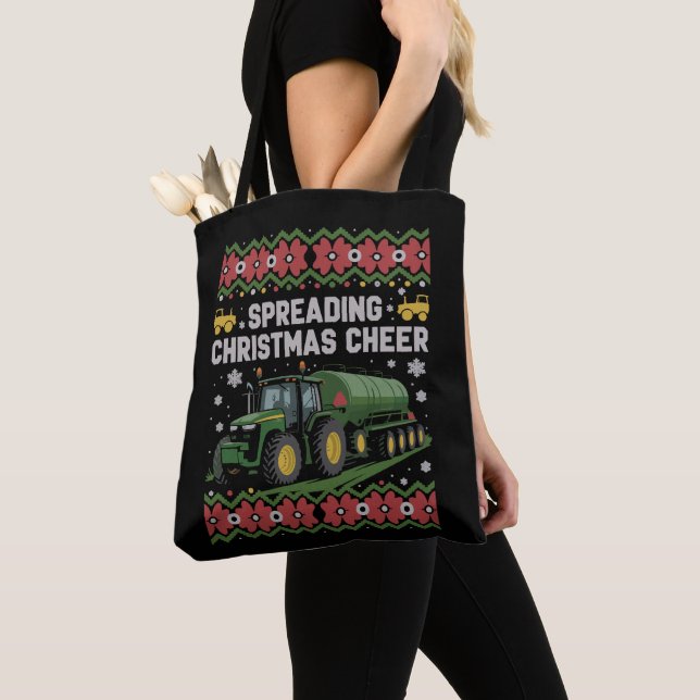 Tote Bag Spreading Xmas Cheer Farming Tractor Ugly Sweat (De près)