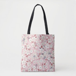 Tote Bag Spring flowery pattern. Seamless floral background