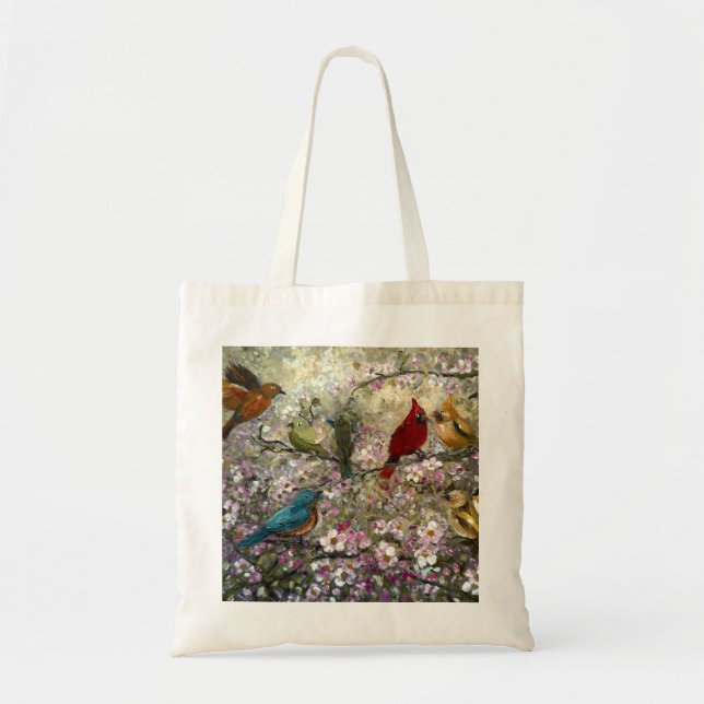 Tote Bag Spring Meet: Colorful Songbirds Bird Lovers Gifts (Devant)