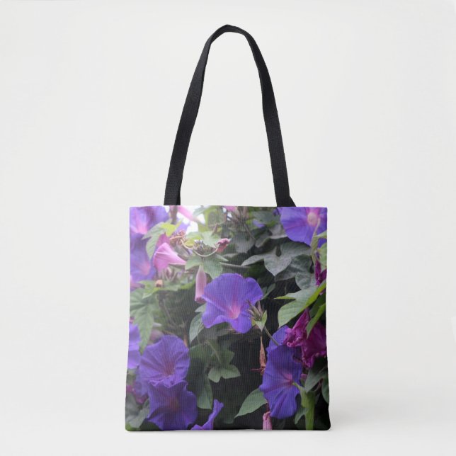Tote Bag Spring Morning Glories en bleu (Devant)
