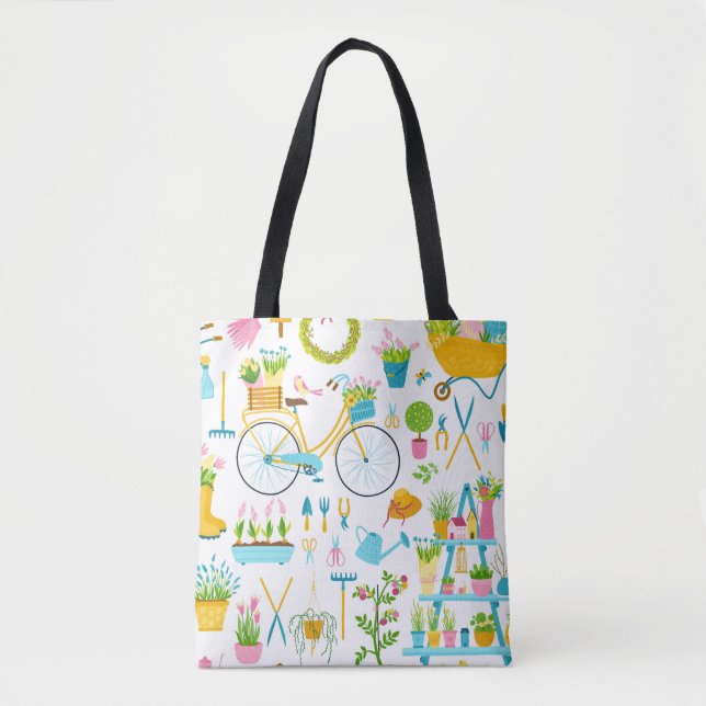 Tote Bag Spring seamless pattern in simple hand-drawn carto (Devant)