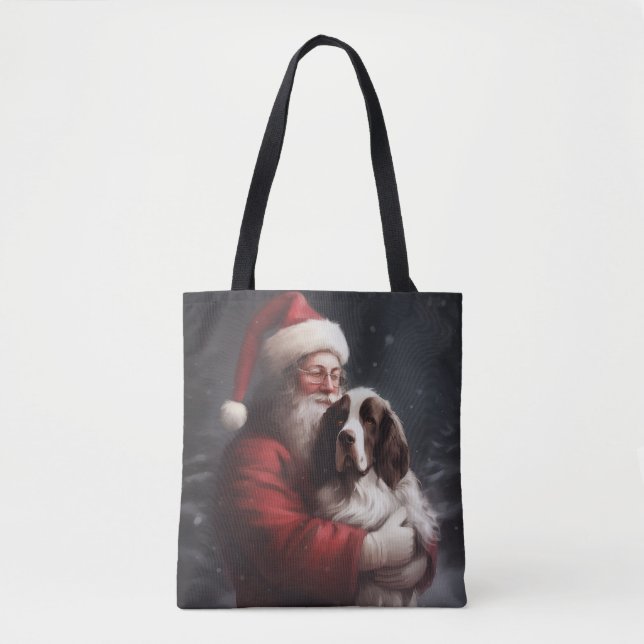 Tote Bag Springer Spaniel Père Noël Noël Festif (Devant)