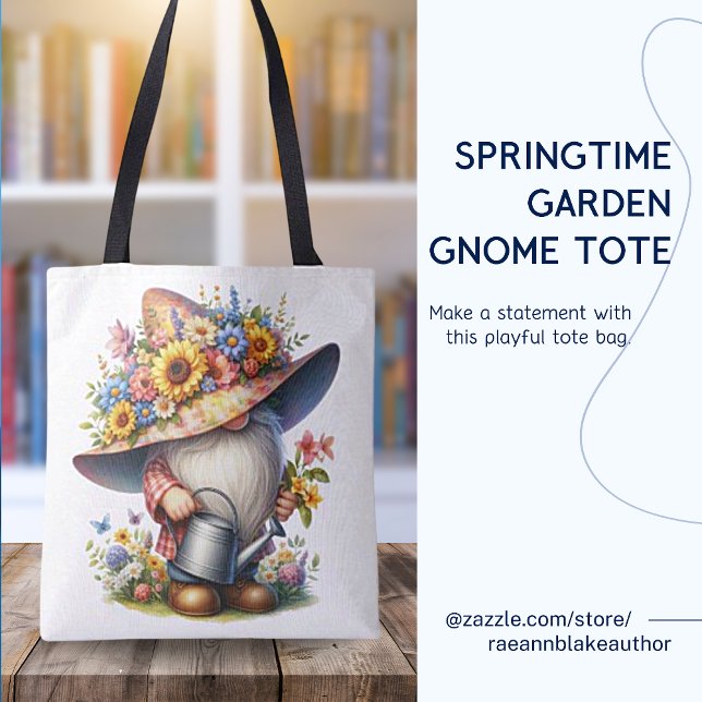 Tote Bag Springtime Garden Gnome Fourre-tout (Créateur téléchargé)