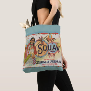 Tote Bag Squaw Marque des années 1920 crate imprimé étiquet