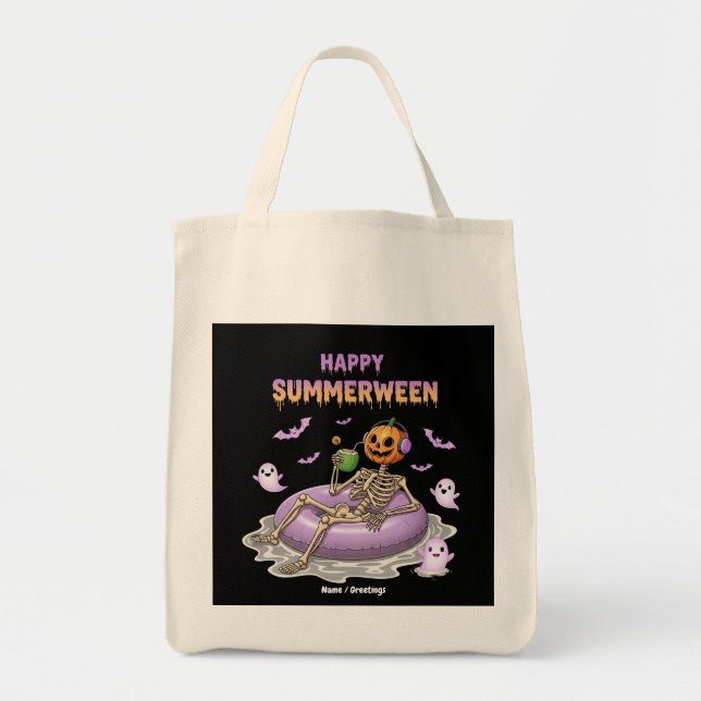 Tote Bag Squelette à visage de citrouille effrayant pour un (Devant)