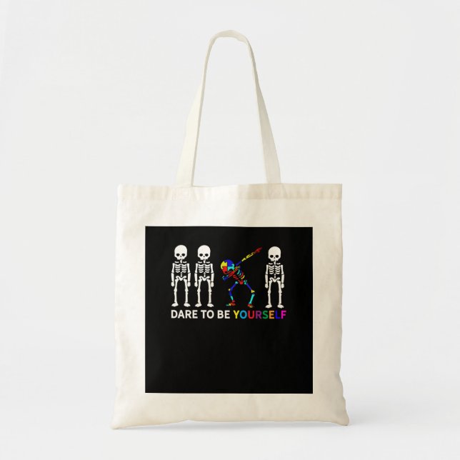 Tote Bag Squelette Dabbing Sensibilisation sur l'autisme (Devant)
