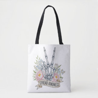 Tote Bag Squelette de signe de paix " Répandre la gentilles