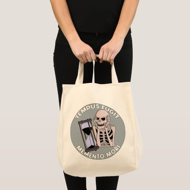 Tote Bag Squelette de Tempus Fugit Memento Mori Sablier (Devant (produit))