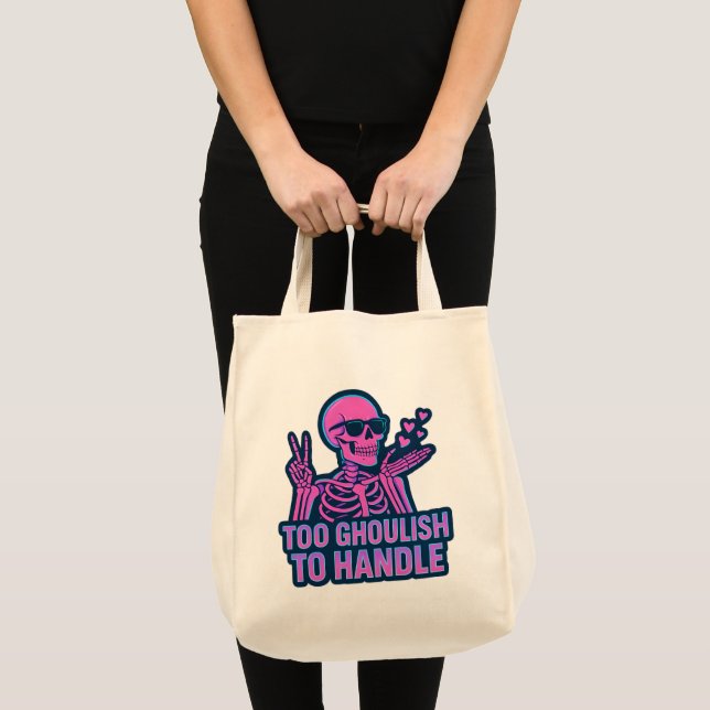 Tote Bag Squelette drôle d'Halloween trop effrayant à gérer (Devant (produit))