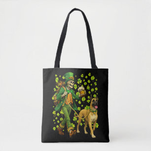 Tote Bag Squelette drôle marchant avec un Grand Danois amat