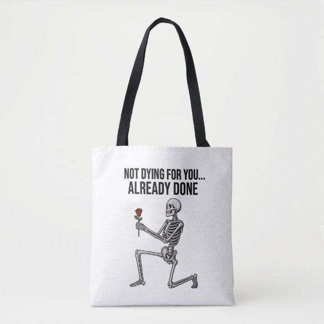 Tote Bag Squelette Edge avec une rose gothique (Devant)