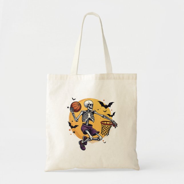 Tote Bag Squelette éffrayant Dunking Basketball Graveyard H (Devant)