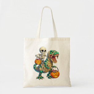 Tote Bag Squelette Fantaisiste à Cheval sur un T-Rex Momie